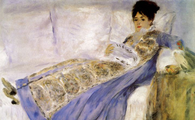 Madame Monet leyendo de Renoir