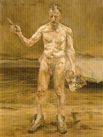 Pintor trabajando, reflejo de Lucien Freud