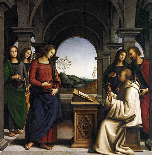 Aparición de la Virgen a San Bernardo del Perugino