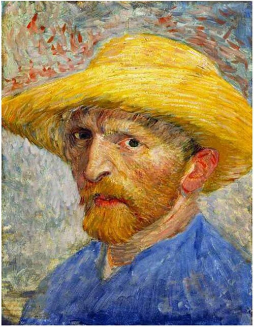 Autorretrato con sombrero de paja de Van Gogh