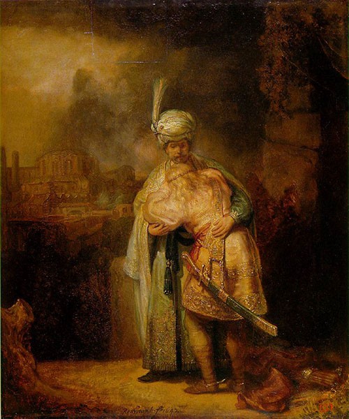 La reconciliación de David y Absolón de Rembrandt